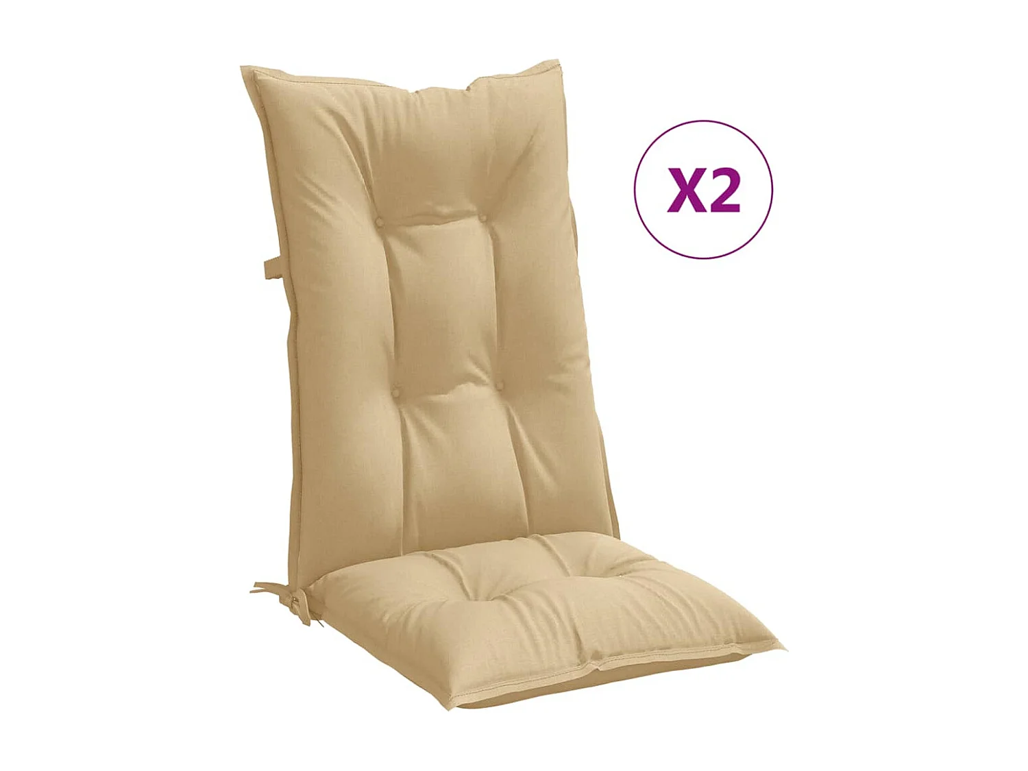 Coussins de chaise à dossier haut lot de 2 beige mélangé tissu