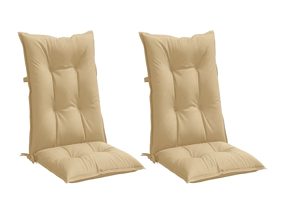 Coussins de chaise à dossier haut lot de 2 beige mélangé tissu