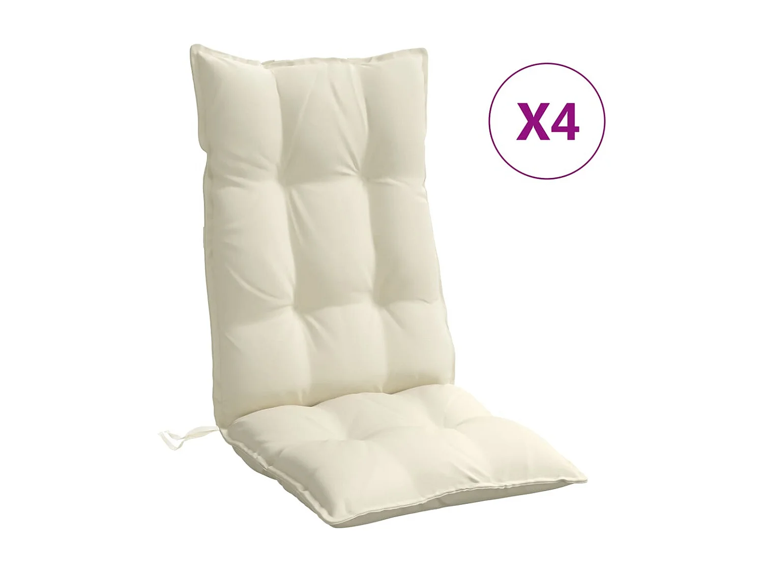 Coussins de chaise à dossier haut lot de 4 crème tissu oxford