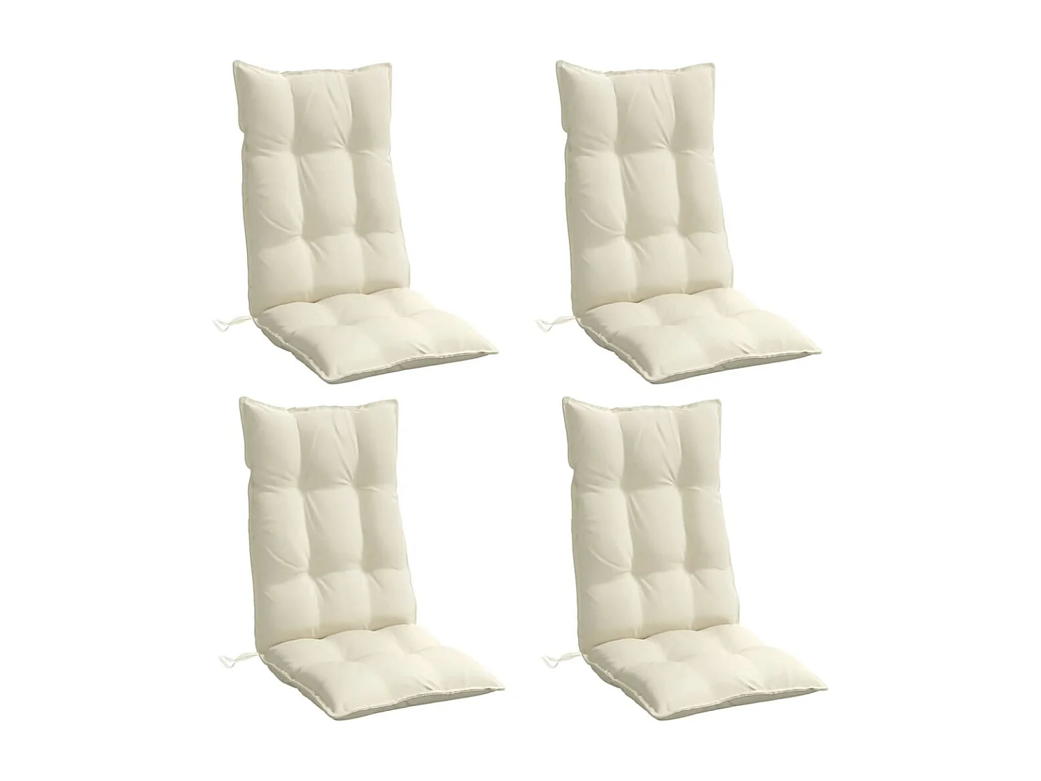 Coussins de chaise à dossier haut lot de 4 crème tissu oxford