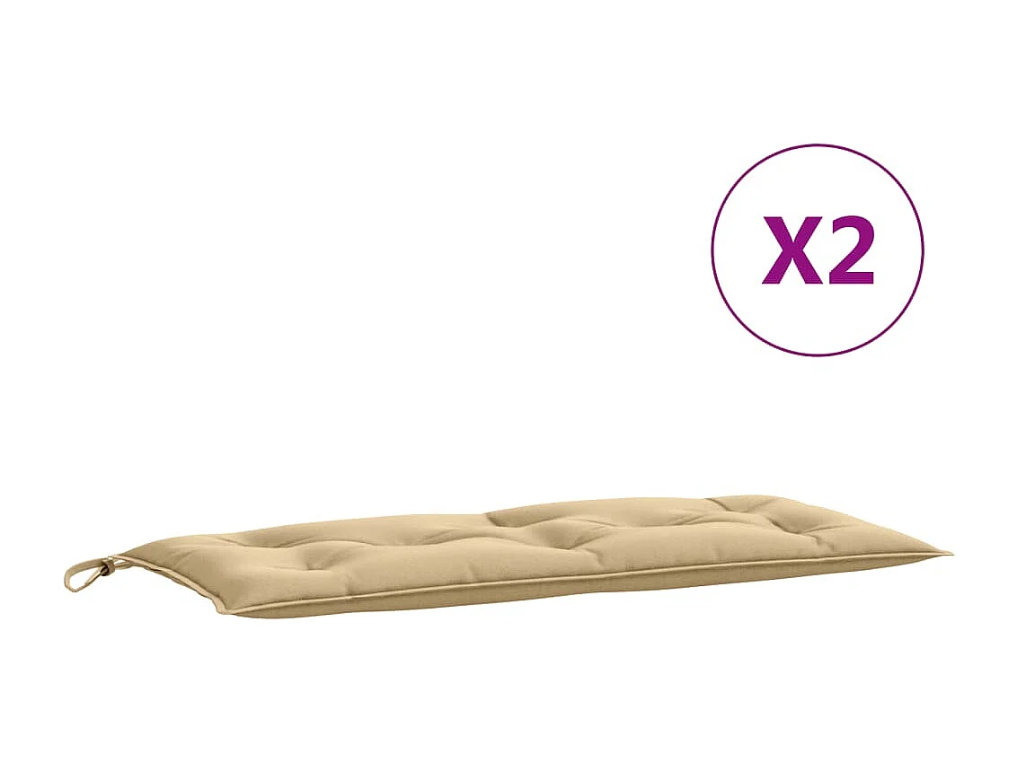 Almofadões banco jardim 2pcs 100x50x7cm mesclado tecido bege