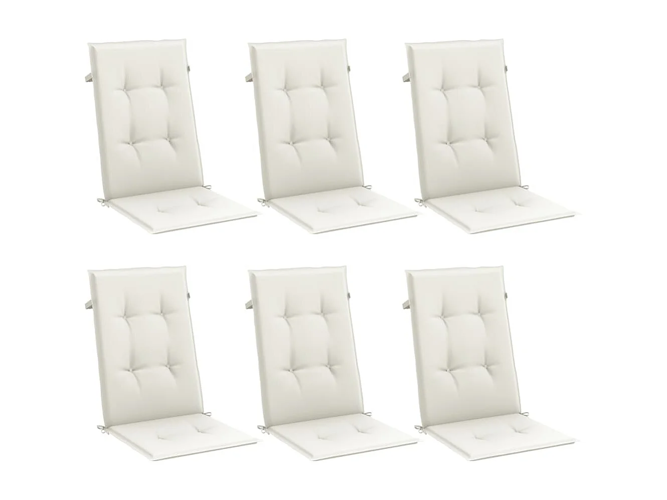 Cojines silla respaldo alto 6 uds tela crema melange 120x50x4cm