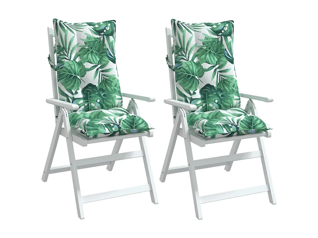 Cuscini Sedia Schienale Alto 2 pz Motivo Foglie Tessuto Oxford