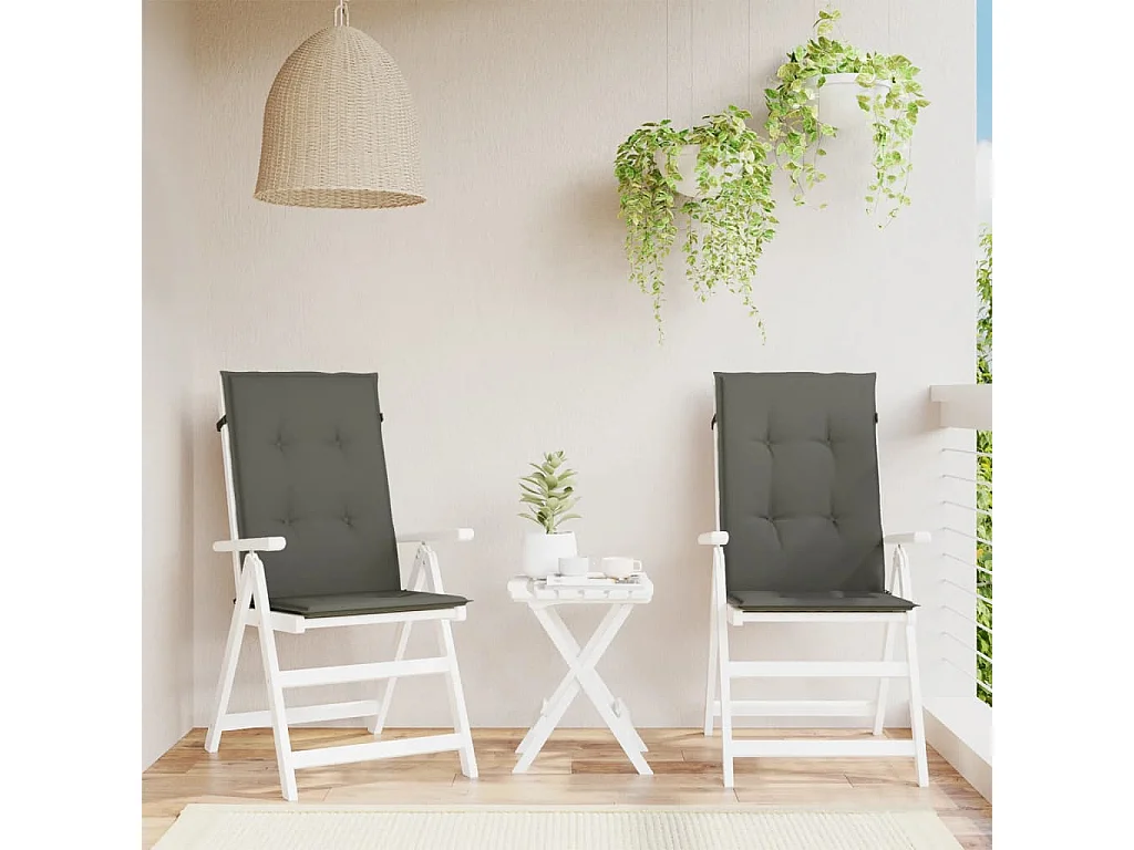 Coussins de chaise à dossier haut lot de 2 gris foncé mélangé
