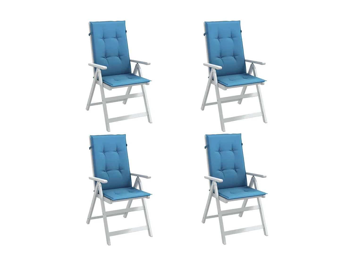 Coussins de chaise à dossier haut lot de 4 bleu mélangé tissu