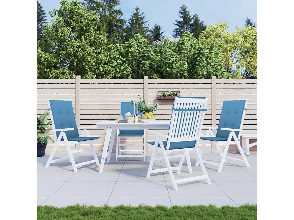 Coussins de chaise à dossier haut lot de 4 bleu mélangé tissu