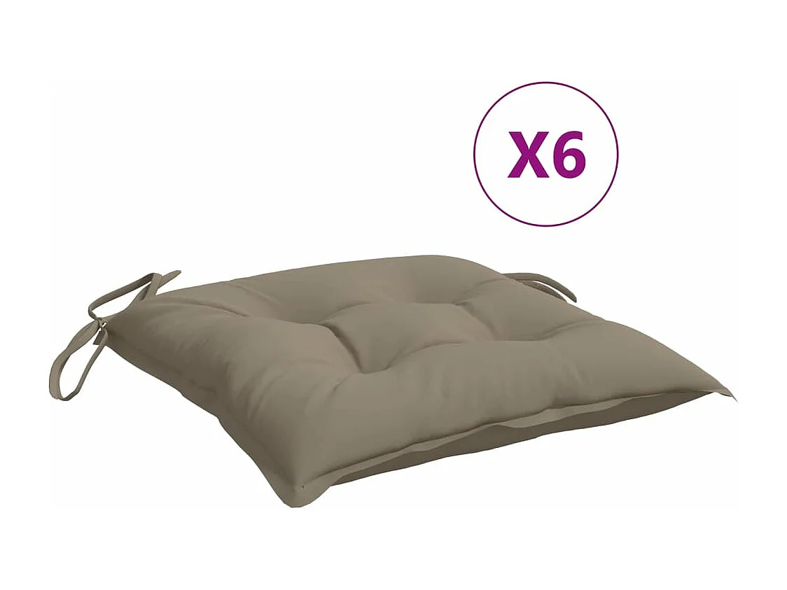 Coussins de chaise lot de 6 taupe 40x40x7 cm tissu oxford