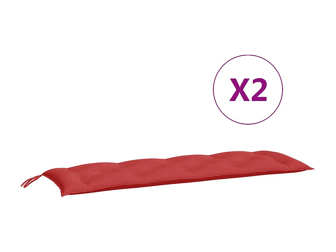 Coussins de banc jardin lot de 2 rouge 150x50x7 cm tissu Oxford