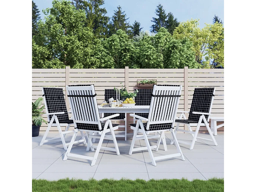 Almofadões cadeira encosto alto 6 pcs tecido xadrez preto