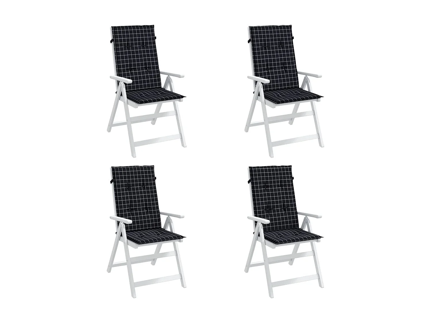 Coussins de chaise à dossier haut lot de 4 noir à carreaux