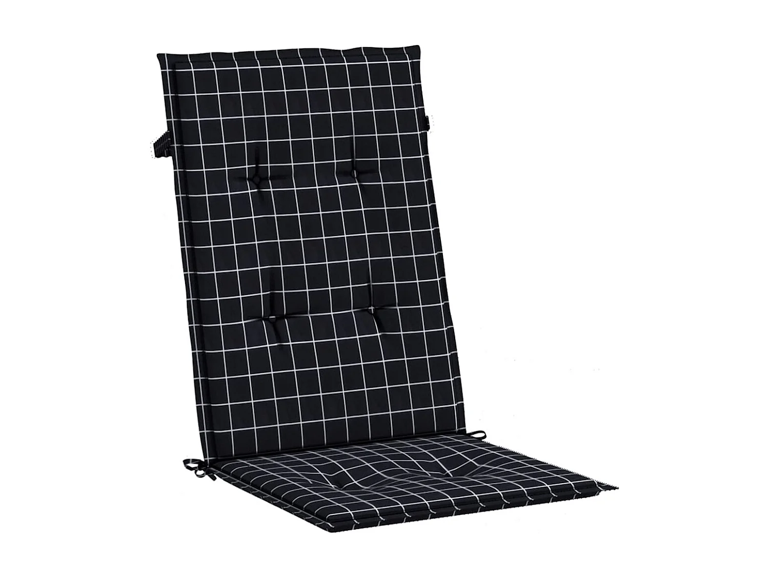 Coussins de chaise à dossier haut lot de 4 noir à carreaux