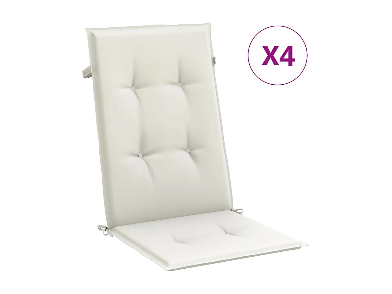 Cuscini Sedia Schiena Alta 4 Crema Mélange 120x50x4 Tessuto