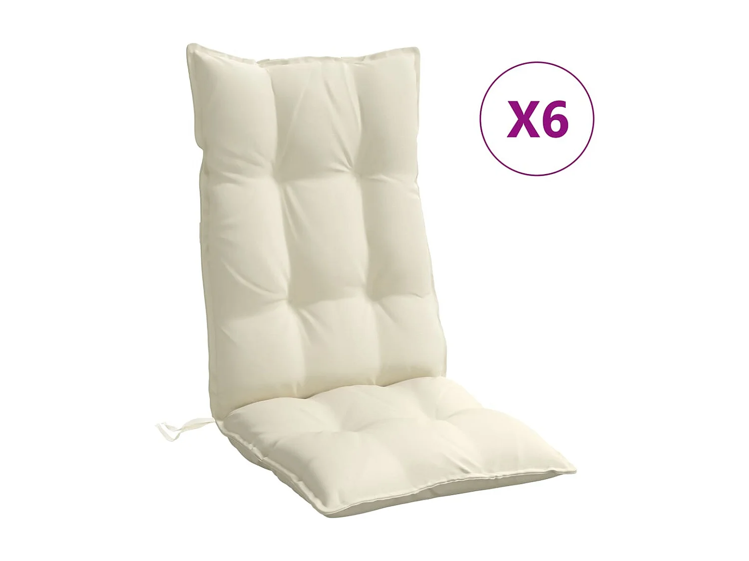 Almofadões p/ cadeira encosto alto 6pcs tecido oxford cor creme