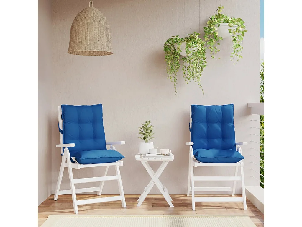 Cuscini Sedia con Schienale Basso 2 pz Blu Reale Tessuto Oxford