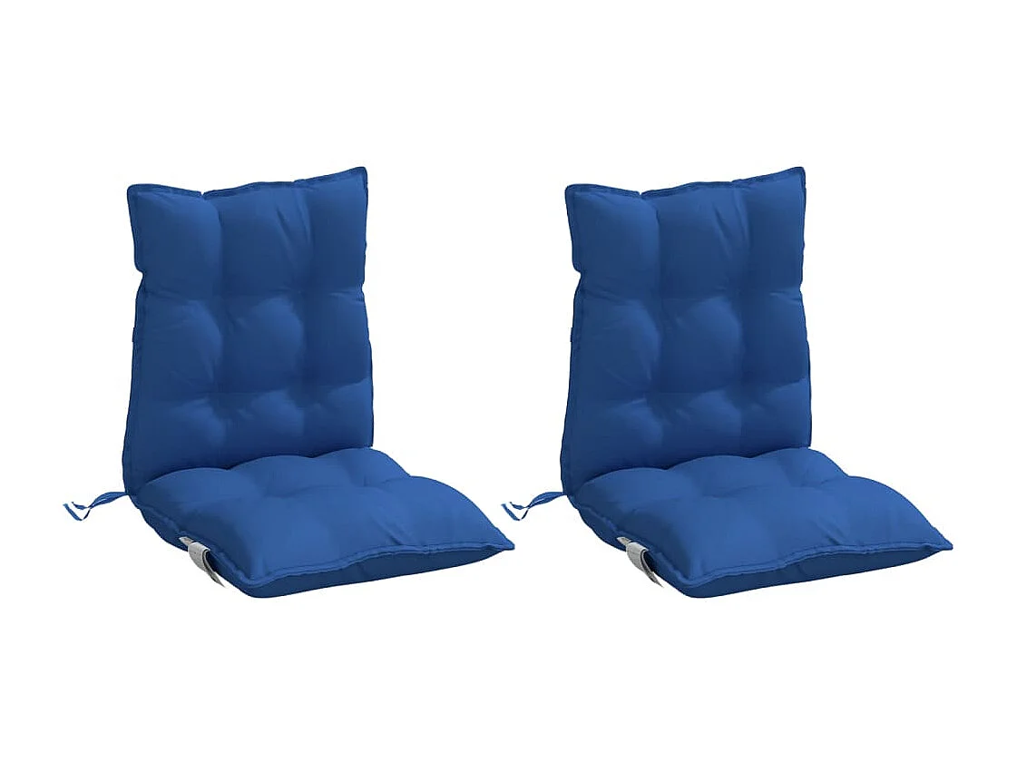 Cuscini Sedia con Schienale Basso 2 pz Blu Reale Tessuto Oxford