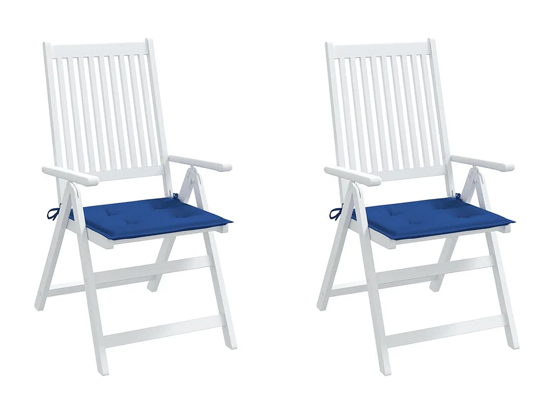 Coussins de chaise de jardin lot de 2 bleu royal 50x50x3 cm