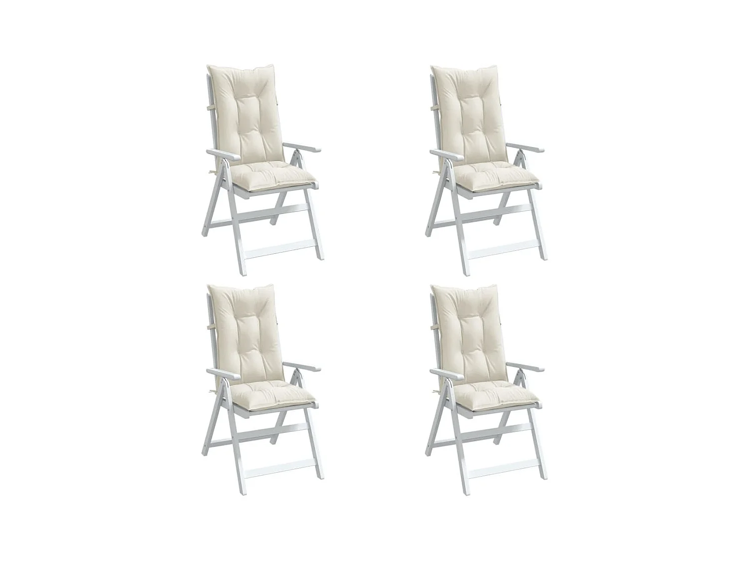 Coussins de chaise à dossier haut lot de 4 crème mélangé tissu