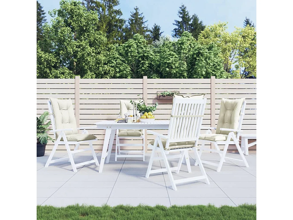 Coussins de chaise à dossier haut lot de 4 crème mélangé tissu