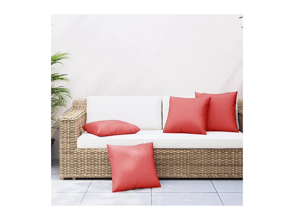 Coussins de canapé lot de 4 rouge 50x50 cm tissu