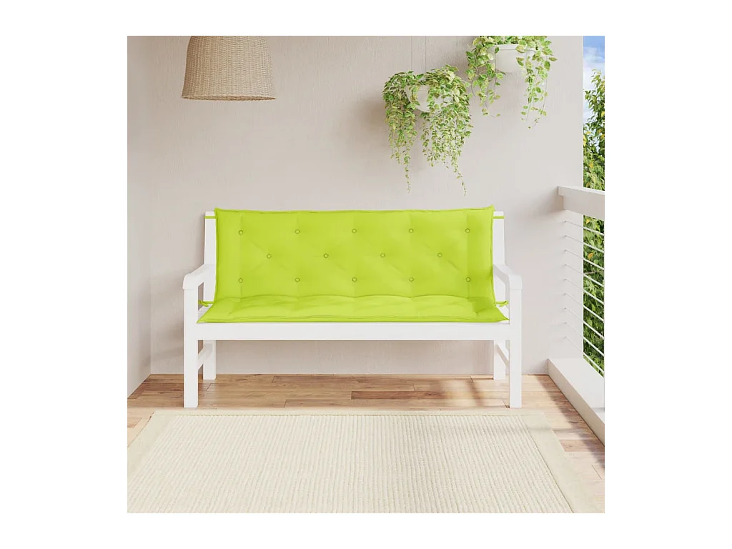Coussins de banc de jardin lot de 2 vert vif tissu Oxford