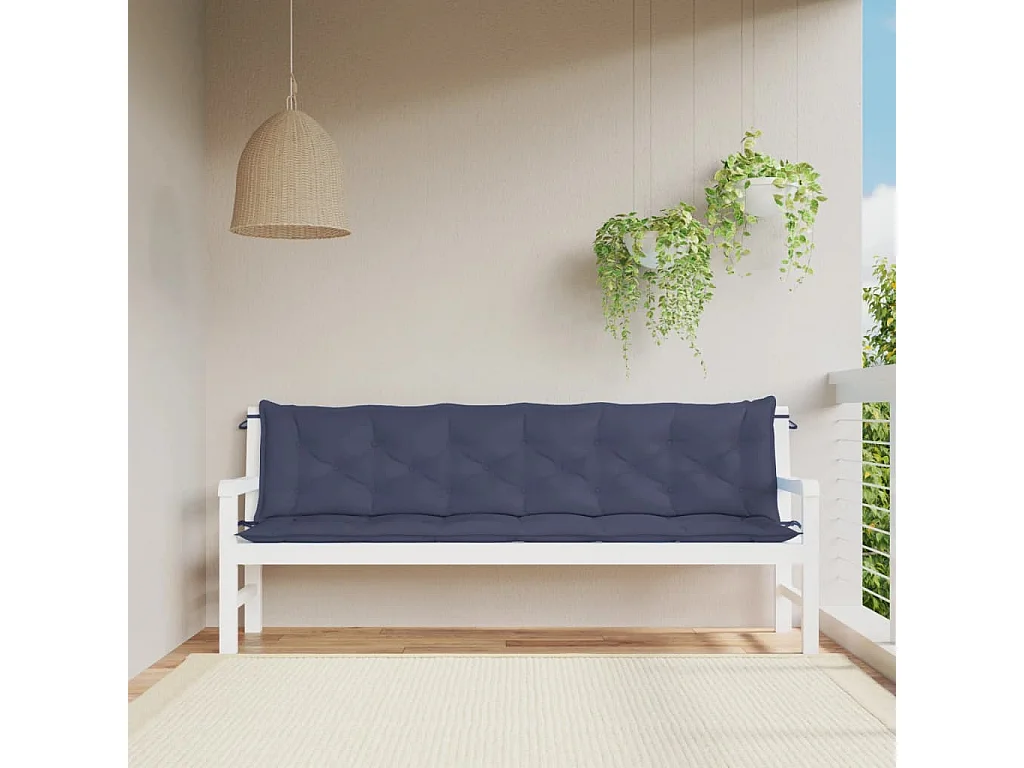 Gartenbank-Auflagen 2 Stk. Marineblau 200x50x7 cm Oxford-Gewebe