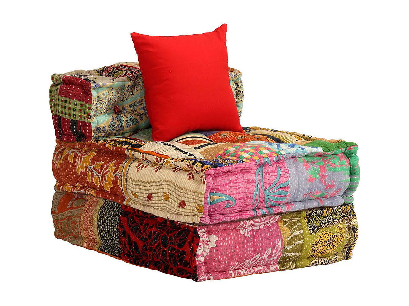 Pouf modulaire à 3 places Patchwork Tissu