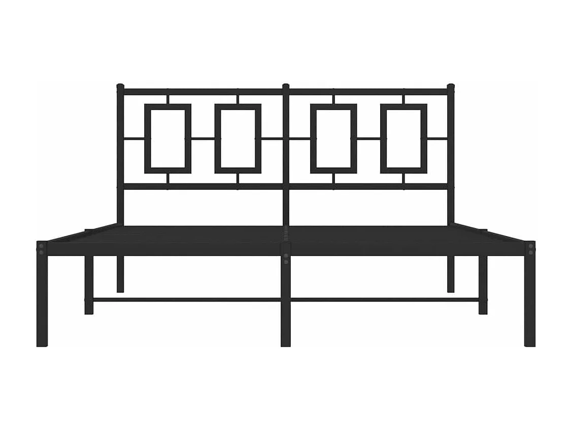 Cadre de lit métal sans matelas avec tête de lit noir 135x190cm