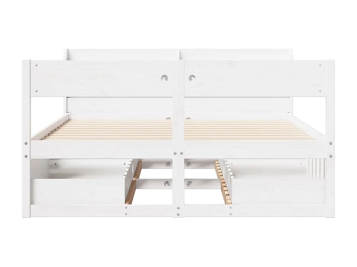 Bedframe zonder matras massief grenenhout wit 140x190 cm