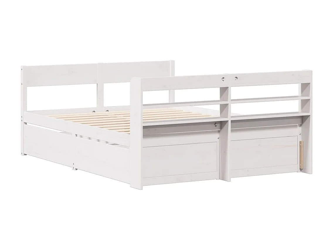 Cama sem colchão 140x190 cm madeira de pinho maciça branco