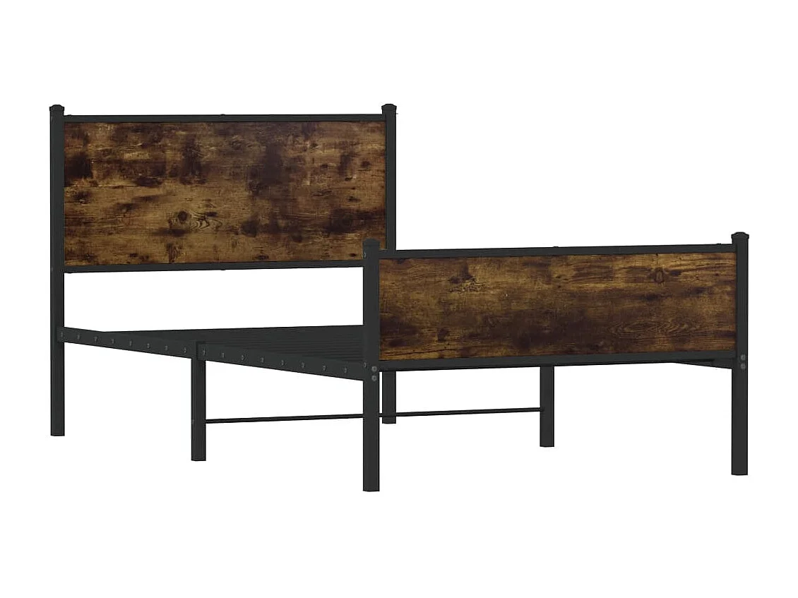 Cadre de lit en métal sans matelas chêne fumé 107x203 cm