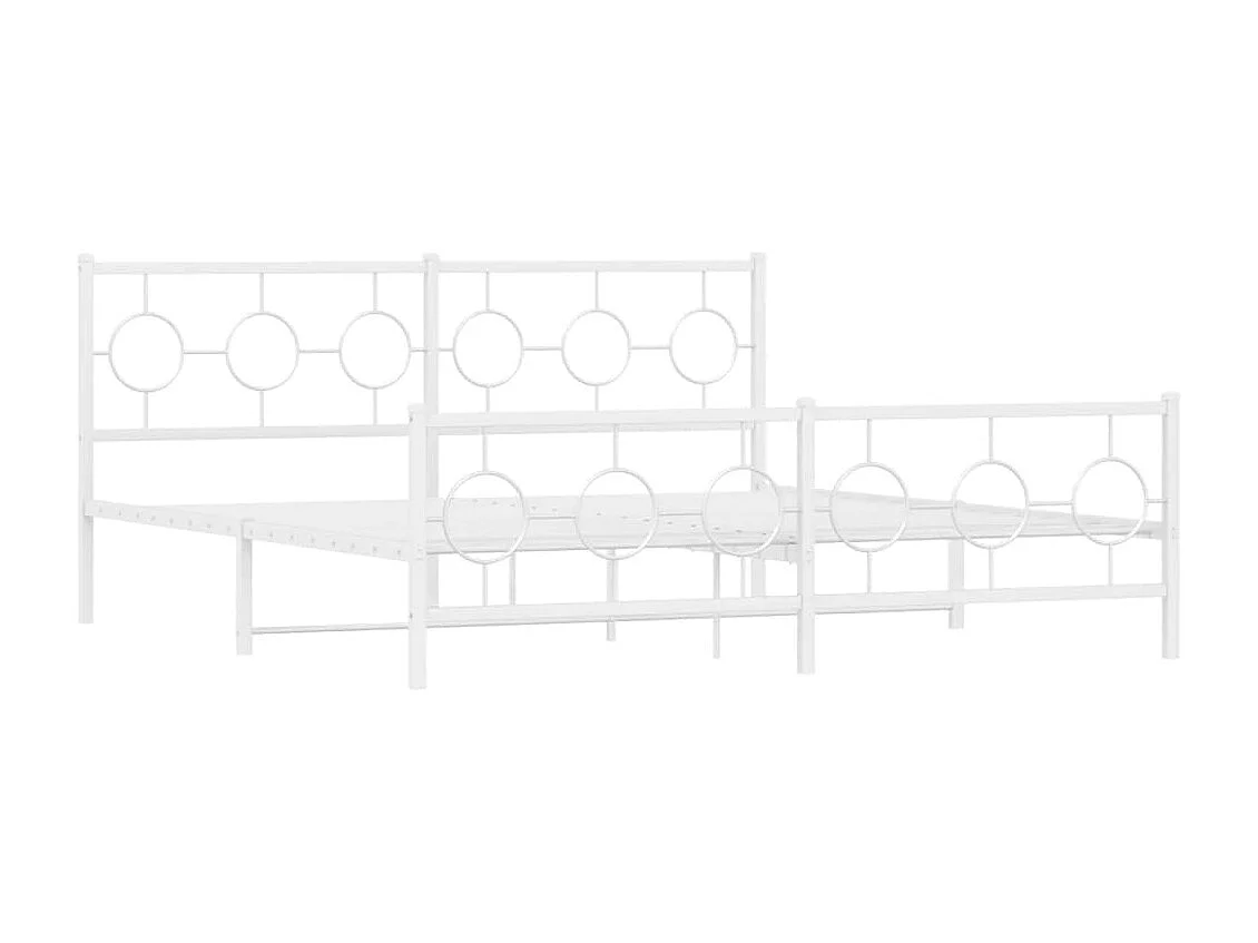 Cadre de lit métal sans matelas et pied de lit blanc 180x200 cm