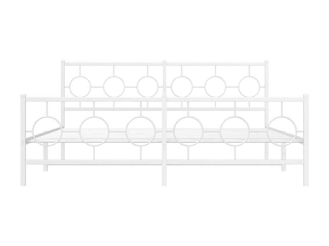 Cadre de lit métal sans matelas et pied de lit blanc 180x200 cm