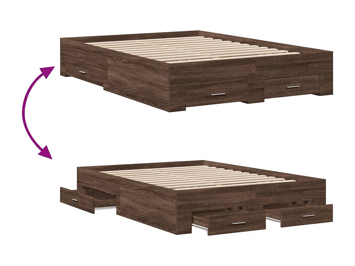 Bettgestell mit Schubladen Braun Eichen-Optik 120x190 cm