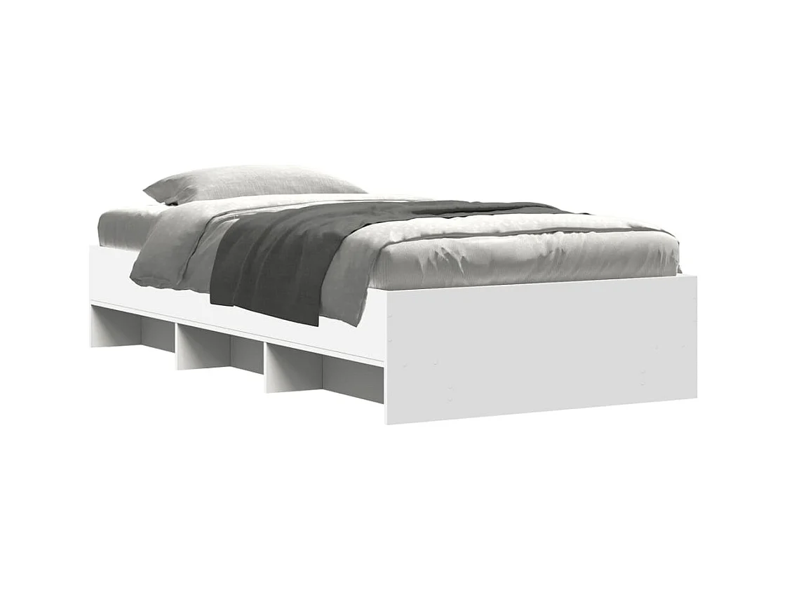 Bedframe bewerkt hout wit 75x190 cm