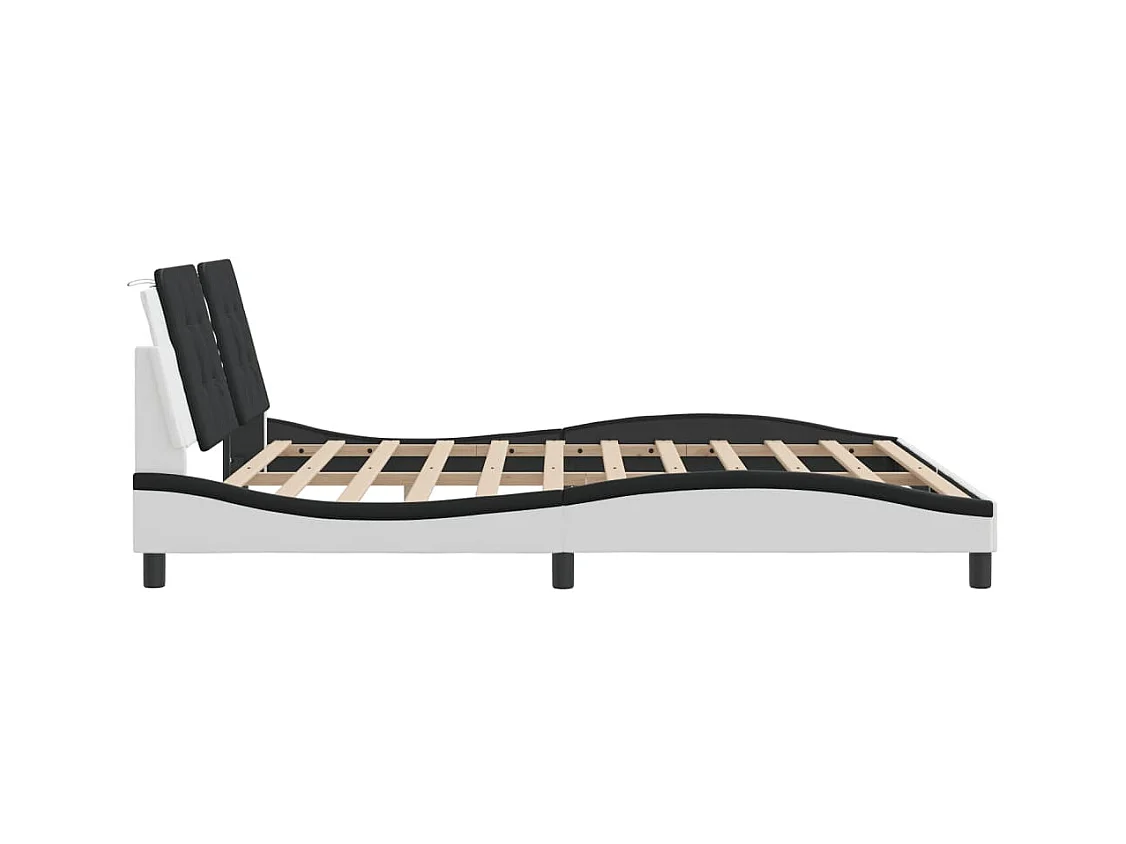 Cadre de lit sans matelas blanc et noir 180x200 cm similicuir