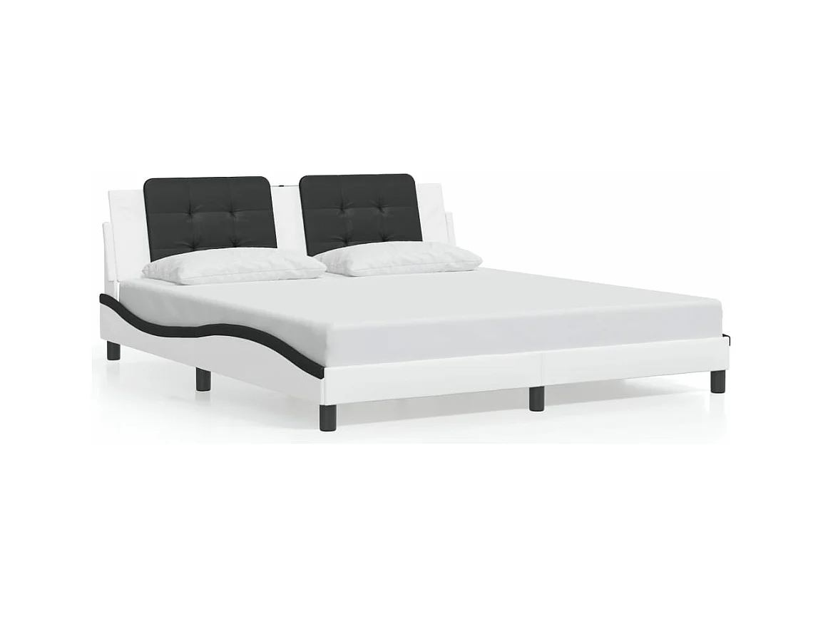 Cadre de lit sans matelas blanc et noir 180x200 cm similicuir
