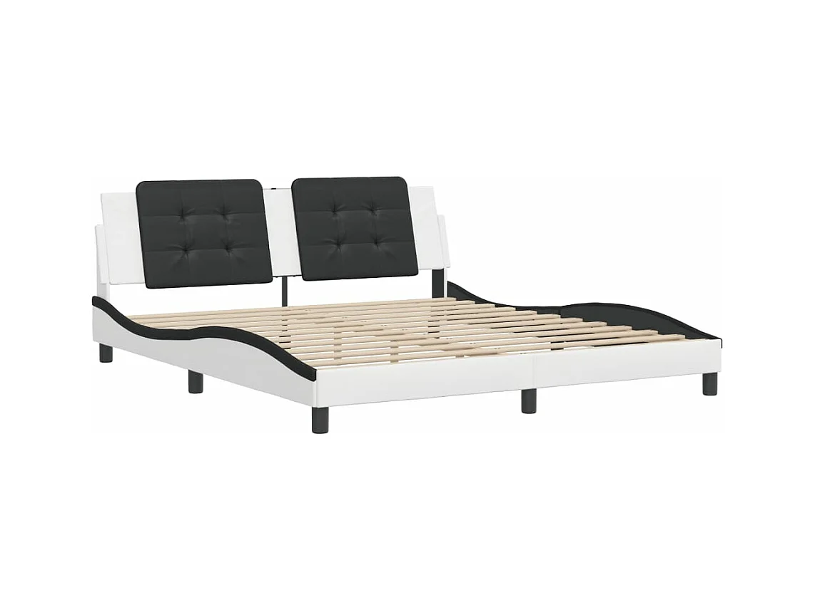 Cadre de lit sans matelas blanc et noir 180x200 cm similicuir