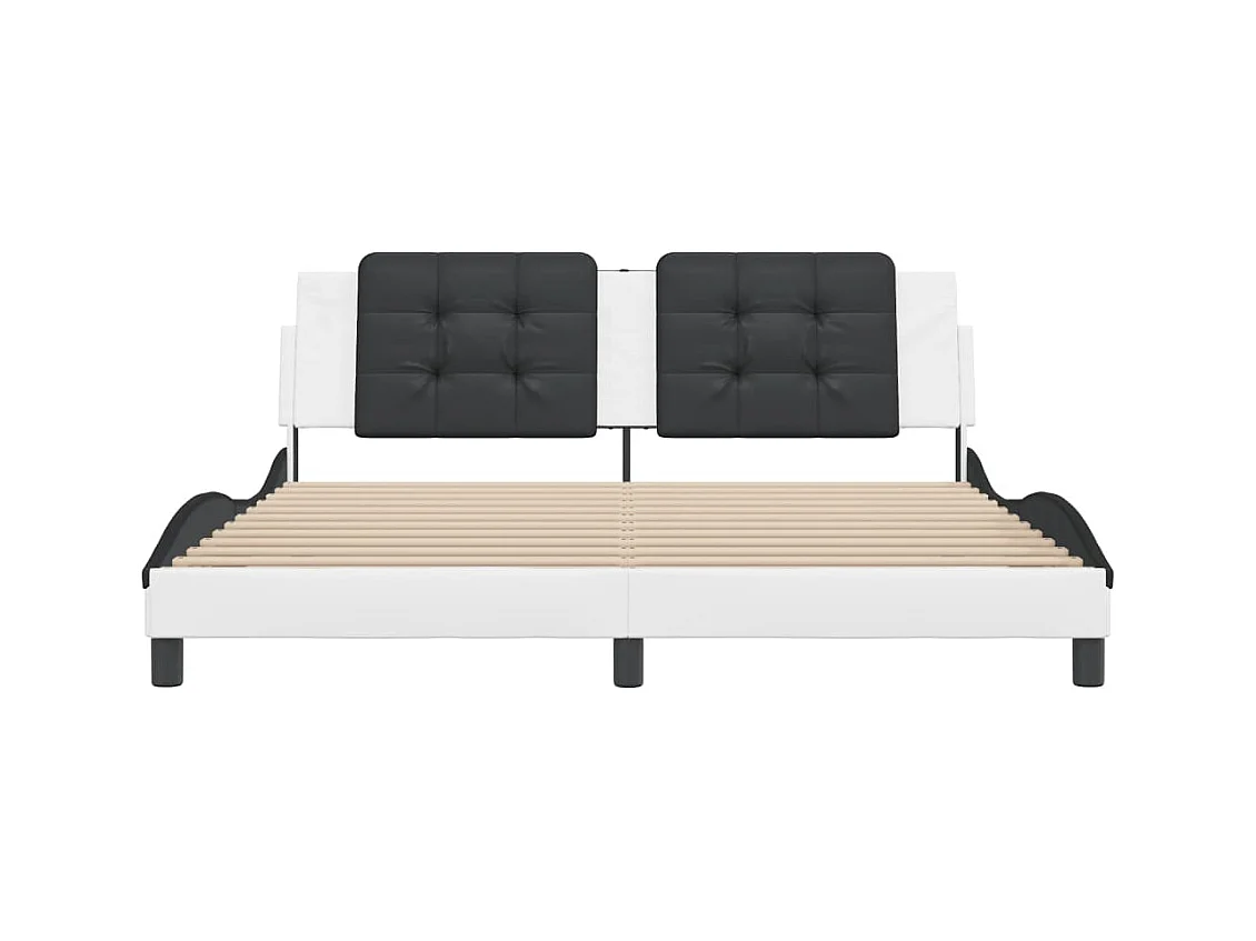 Cadre de lit sans matelas blanc et noir 180x200 cm similicuir