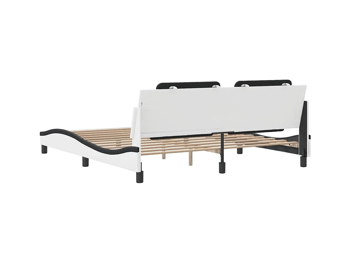 Cadre de lit sans matelas blanc et noir 180x200 cm similicuir