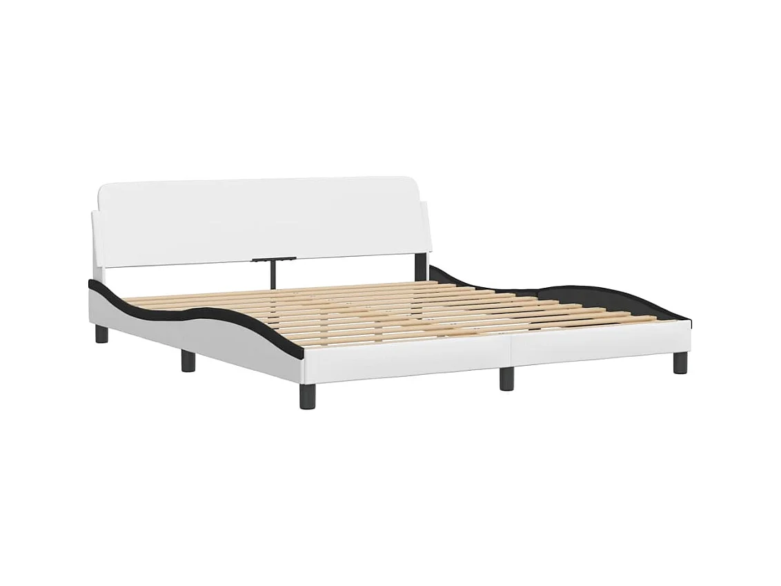 Cadre de lit sans matelas blanc et noir 180x200 cm similicuir
