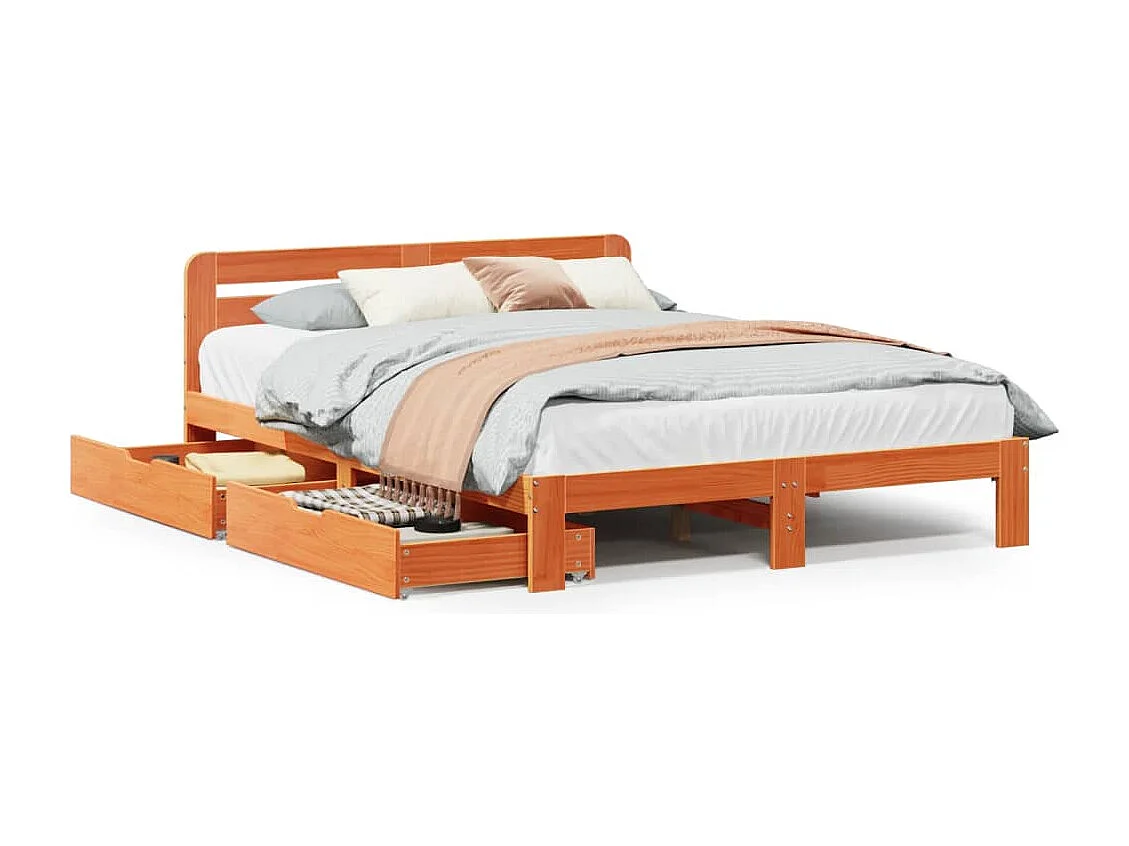 Estructura de cama sin colchón madera maciza marrón 120x190 cm