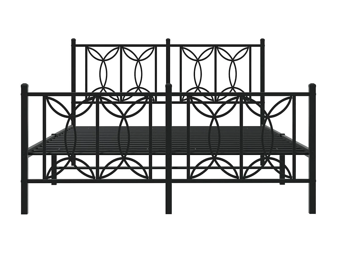 Cadre de lit métal sans matelas avec pied de lit noir 135x190cm