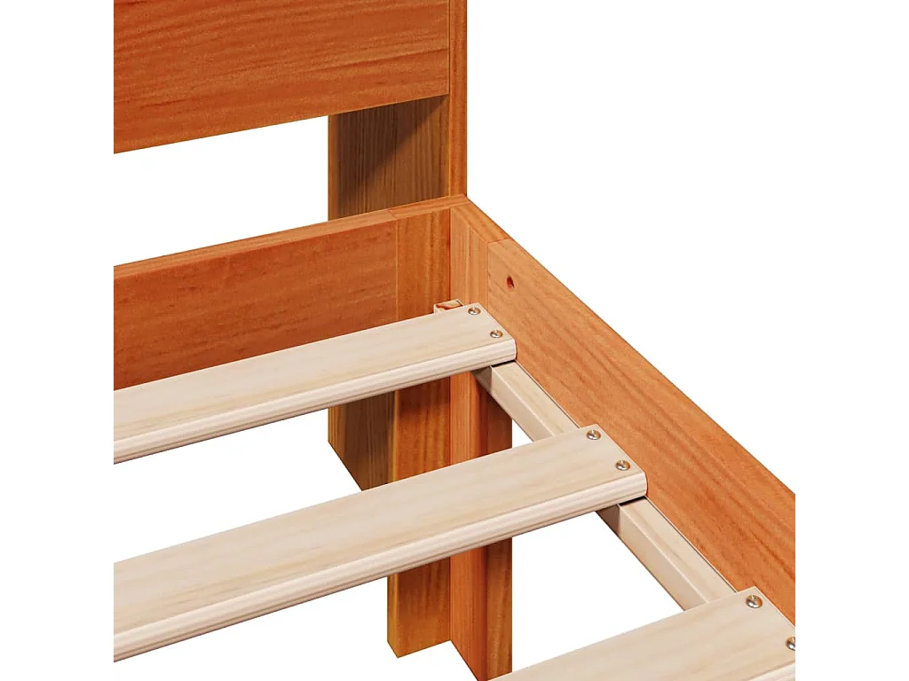 Lit bibliothèque sans matelas cire marron 90x200 cm pin massif