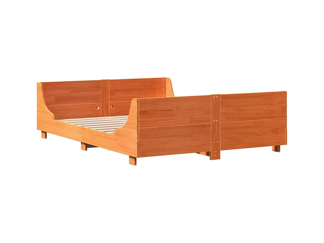 Massivholzbett ohne Matratze Wachsbraun 140x190 cm Kiefernholz