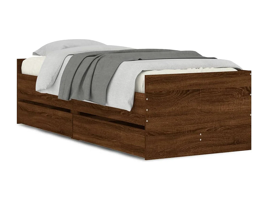 Estructura de cama con cajones roble marrón 75x190 cm