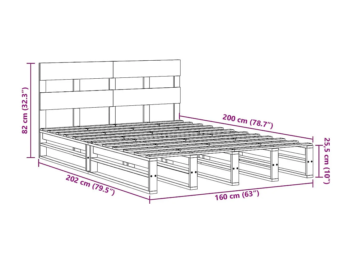 Giroletto senza Materaso in Metallo Rovere Fumo 100x200 cm