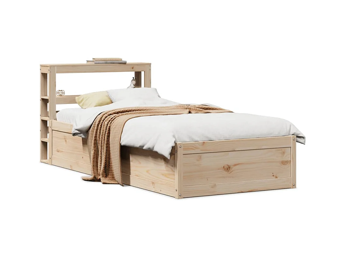 Giroletto con Testiera 90x200 cm in Legno Massello di Pino