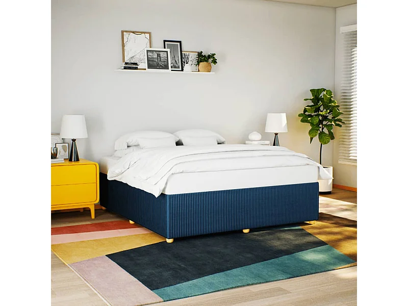 Cadre de lit sans matelas bleu 180x200 cm tissu