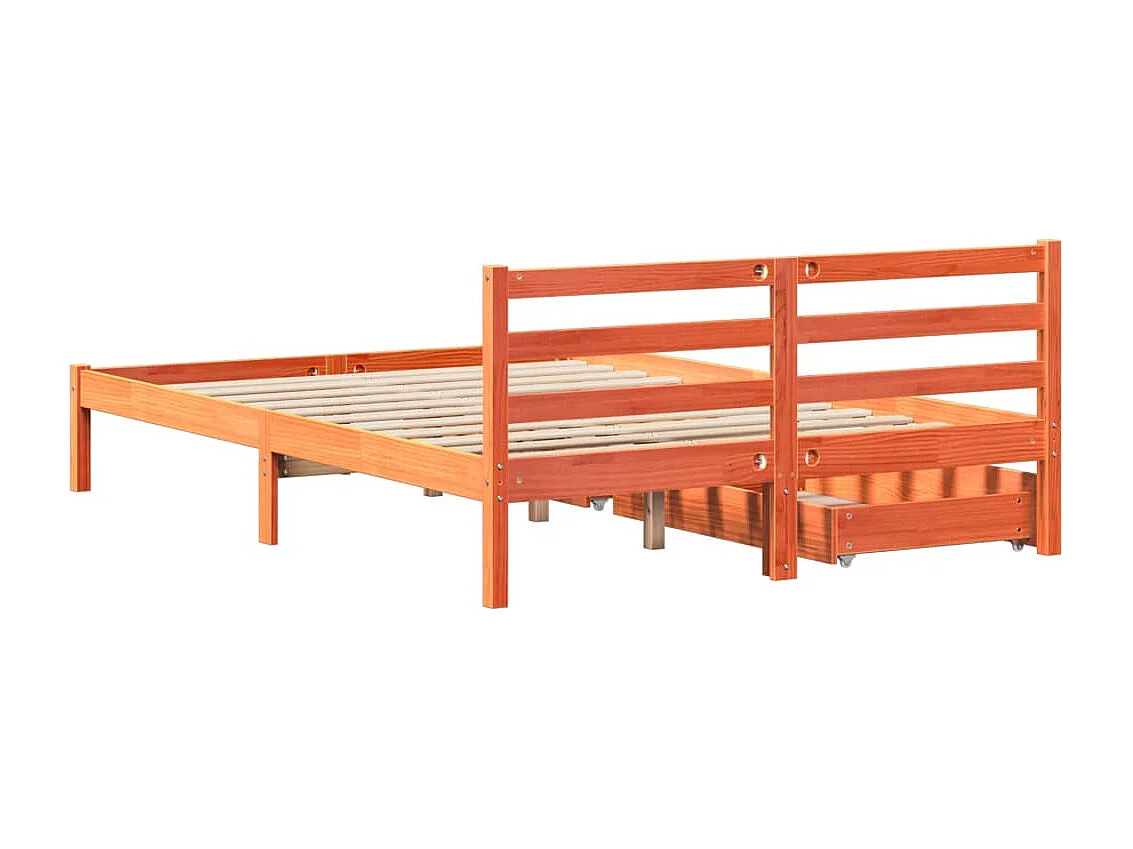 Letto senza Materasso Marrone Cera 140x190 cm in Legno di Pino