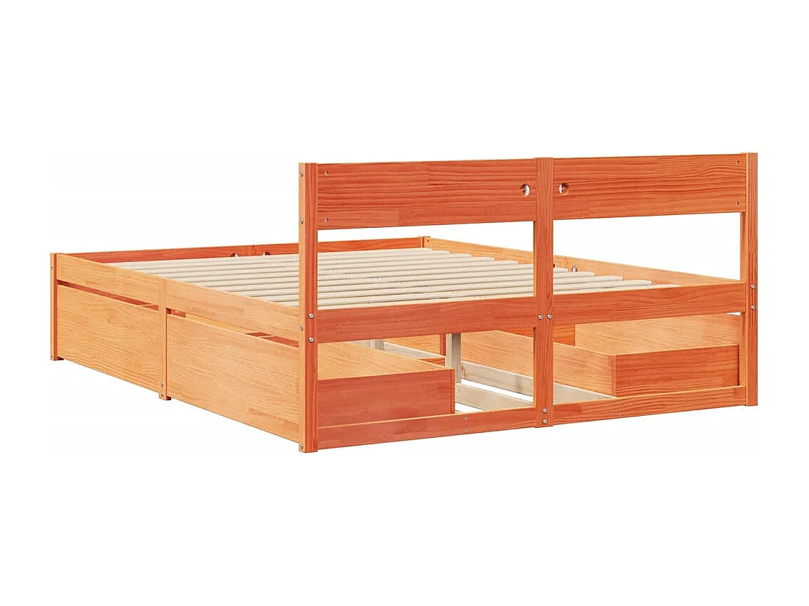 Letto senza Materasso Marrone Cera 160x200 cm in Legno di Pino